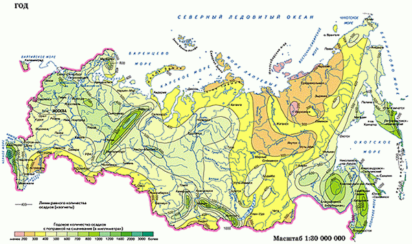 Карта осадков на европейской части россии