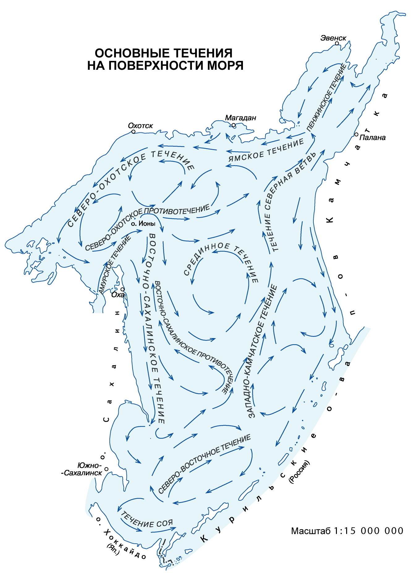 Течения в японском море карта