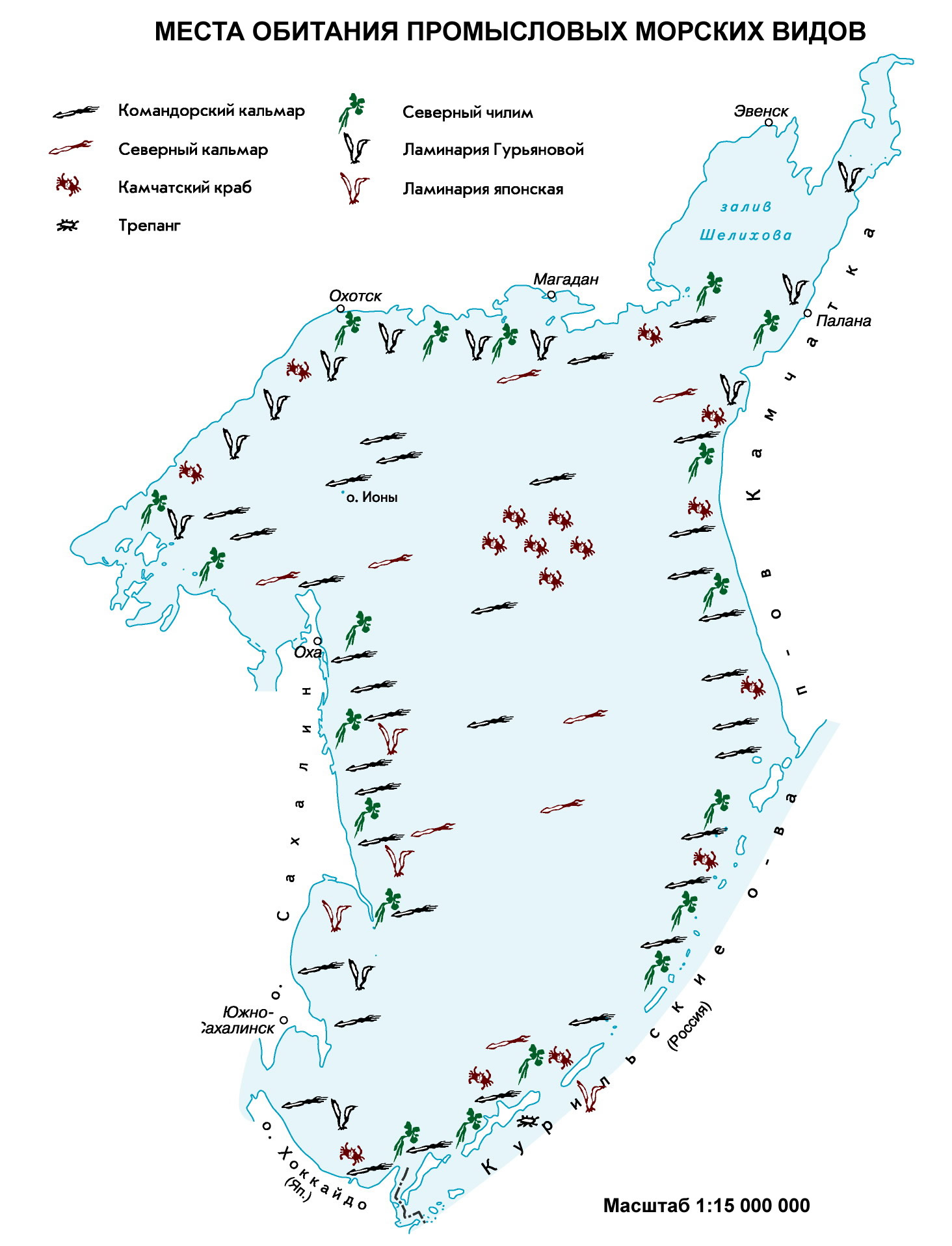 Охотское море карта россии