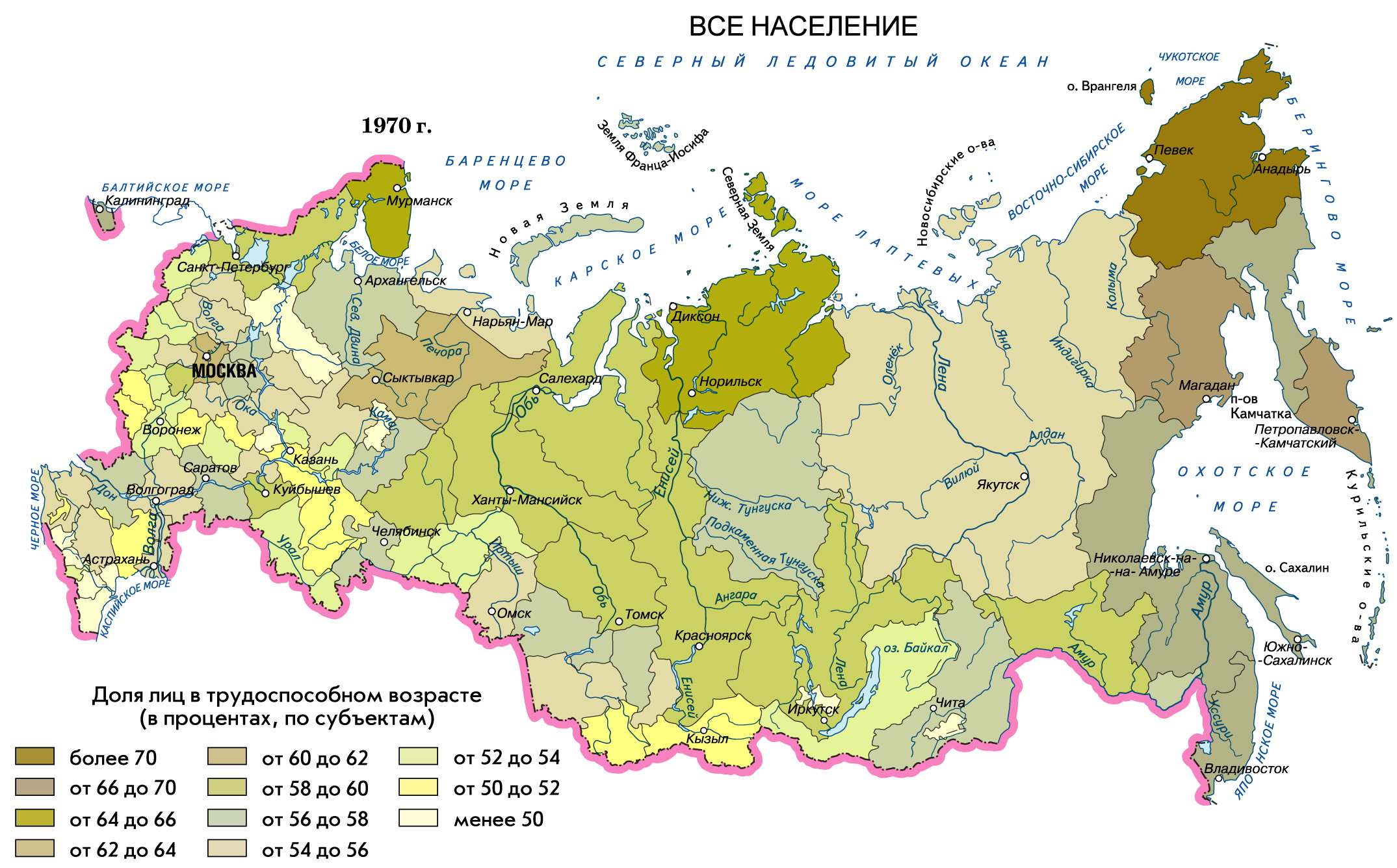 Возрастная карта населения россии